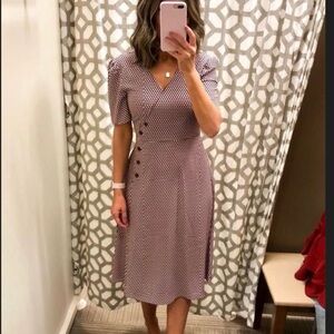 Ann Taylor Burgundy Polka Dot High Low Dress